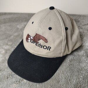 Vintage SUPERIOR Hat Snapback Adjustable Tan Bald Eagle Embroidered Twill Cotton